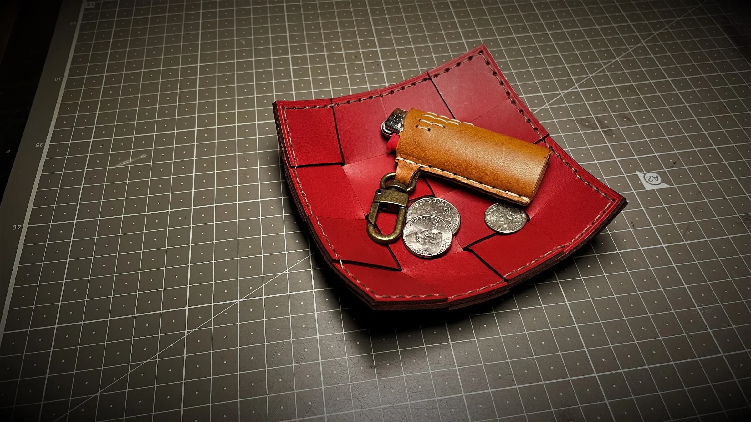 Handmade WOVEN LEATHER TRAY